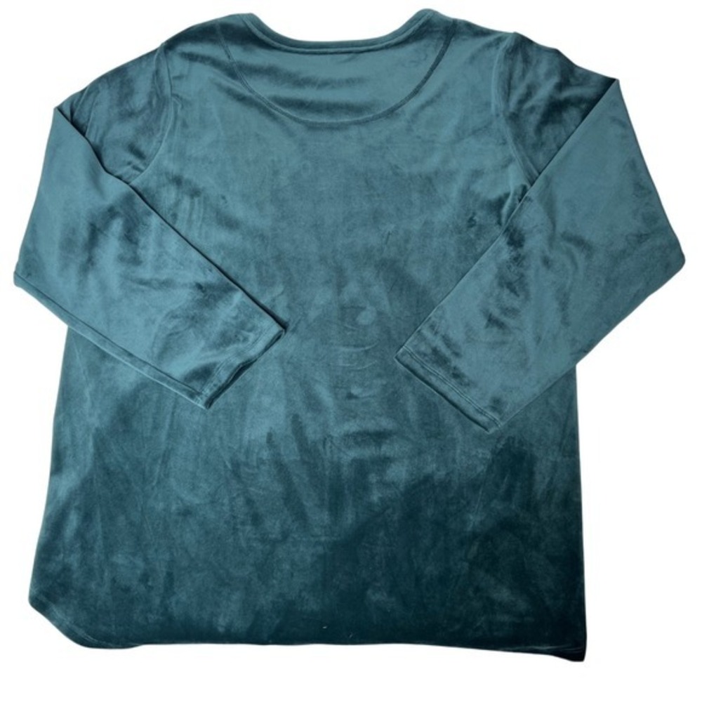 Calvin Klein Velvet Lounge Top Women's XL Teal‎ Long Sleeve Crew Neck